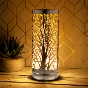 Amber Aroma Lamp With Silver Silhouette Design